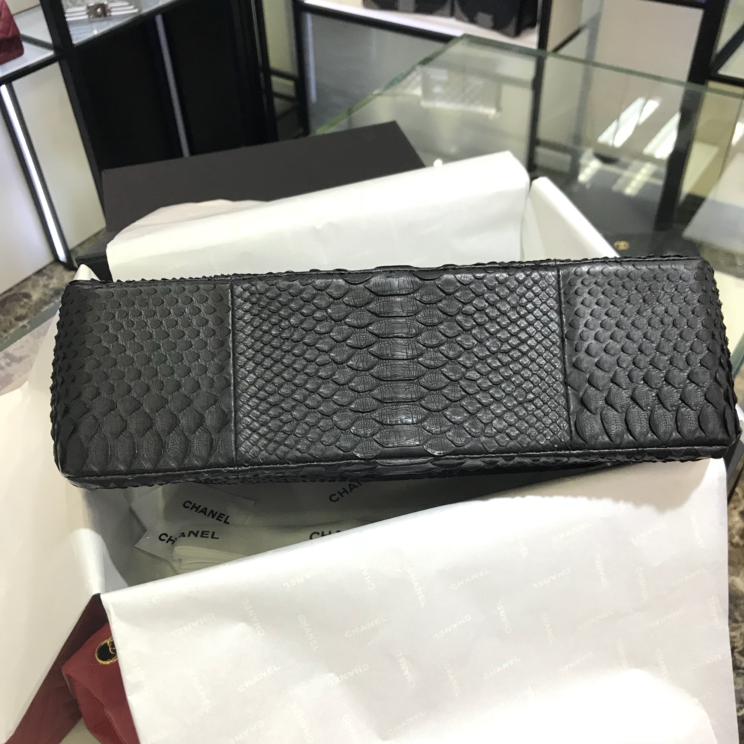 Chanel 香奈儿 CF 经典系列 进口南非蛇皮 黑色 30cm 金扣