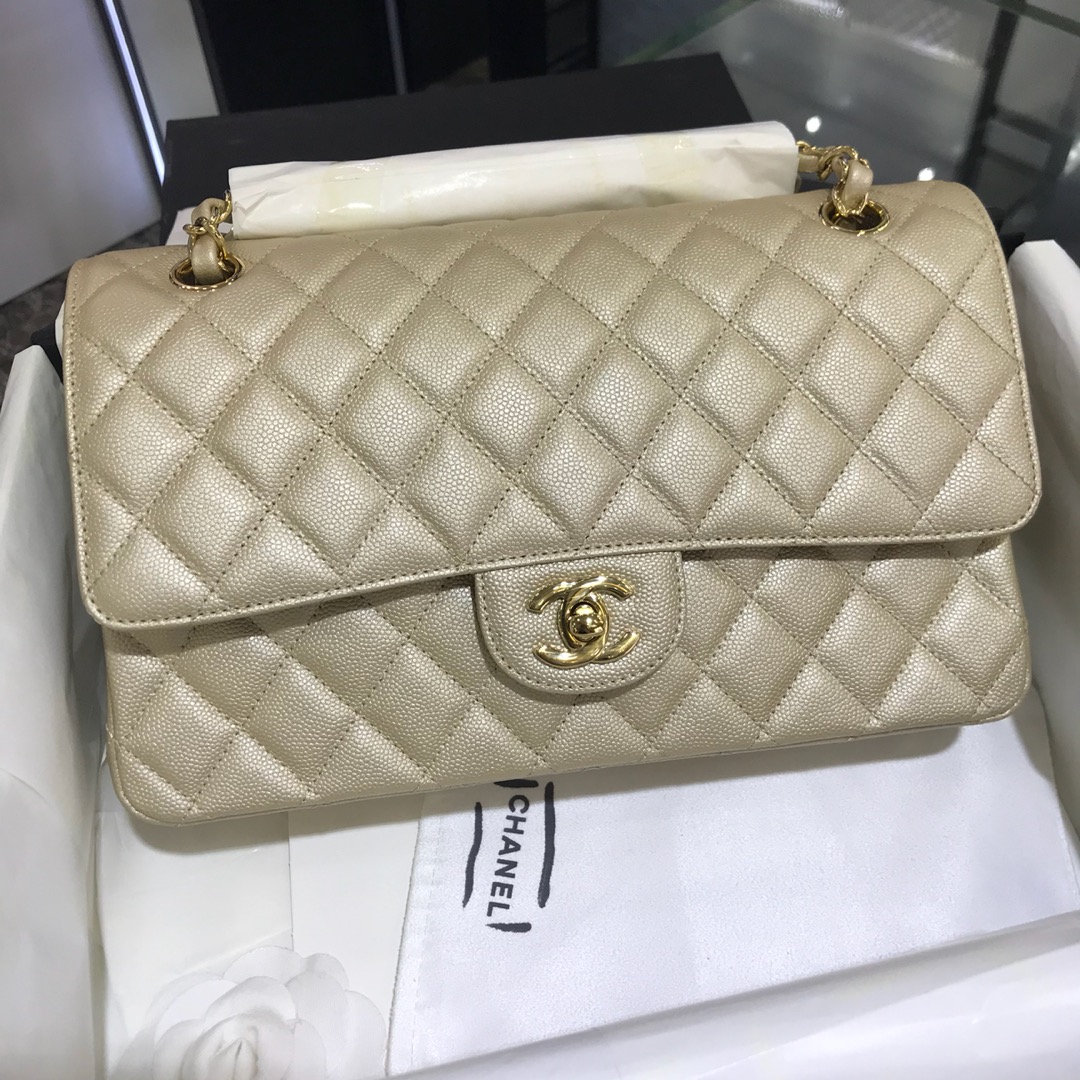 Chanel 香奈儿 CF 经典系列 小鱼子酱 金色 25cm 香槟金 现货