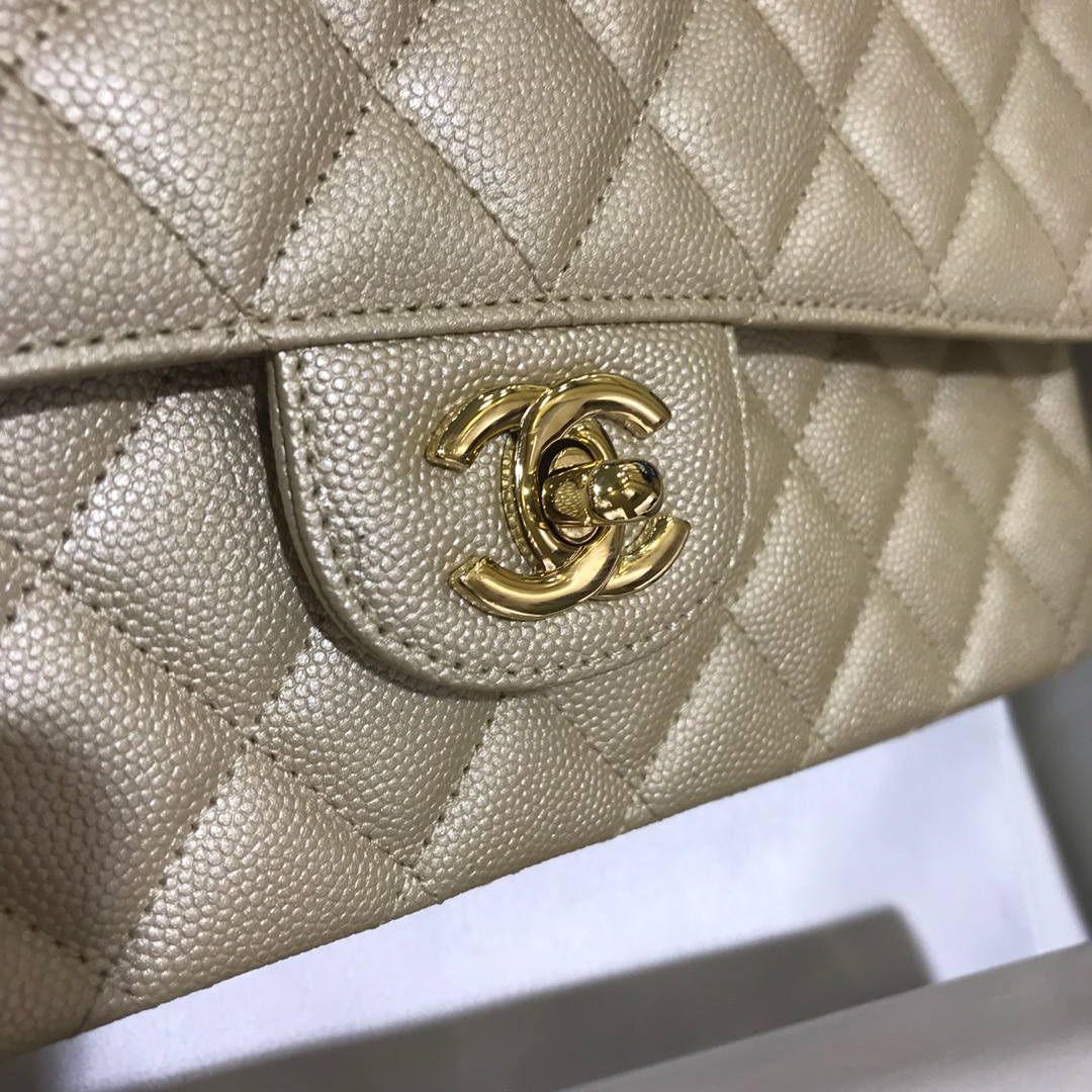 Chanel 香奈儿 CF 经典系列 小鱼子酱 金色 25cm 香槟金 现货