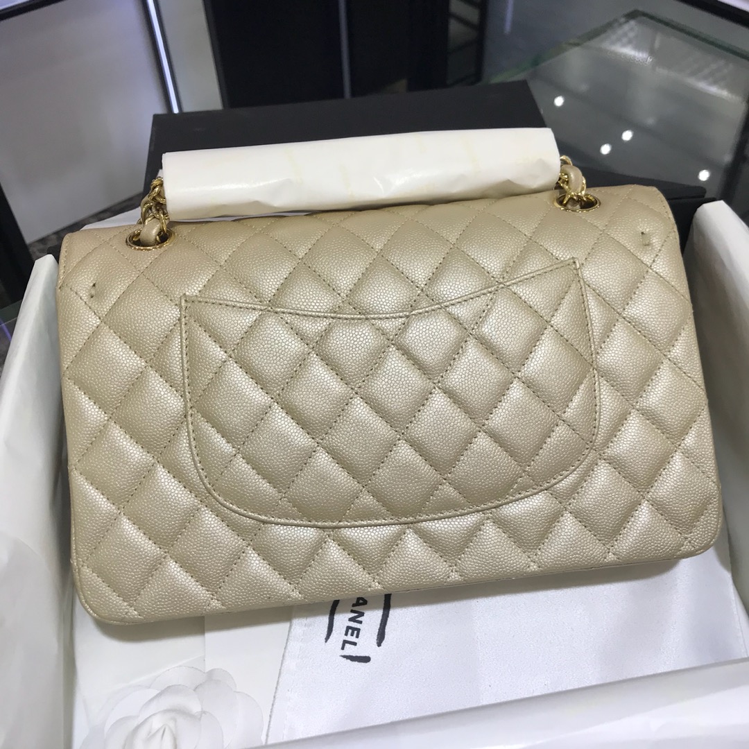 Chanel 香奈儿 CF 经典系列 小鱼子酱 金色 25cm 香槟金 现货