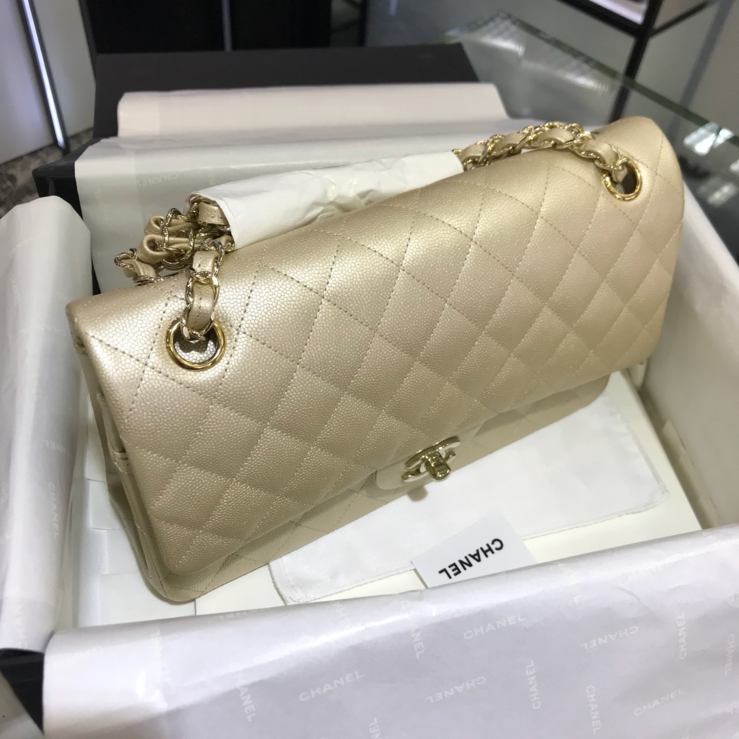 CF 小香最经典系列 小鱼子酱 香槟金色配玫瑰金五金 中号25cm 现货 