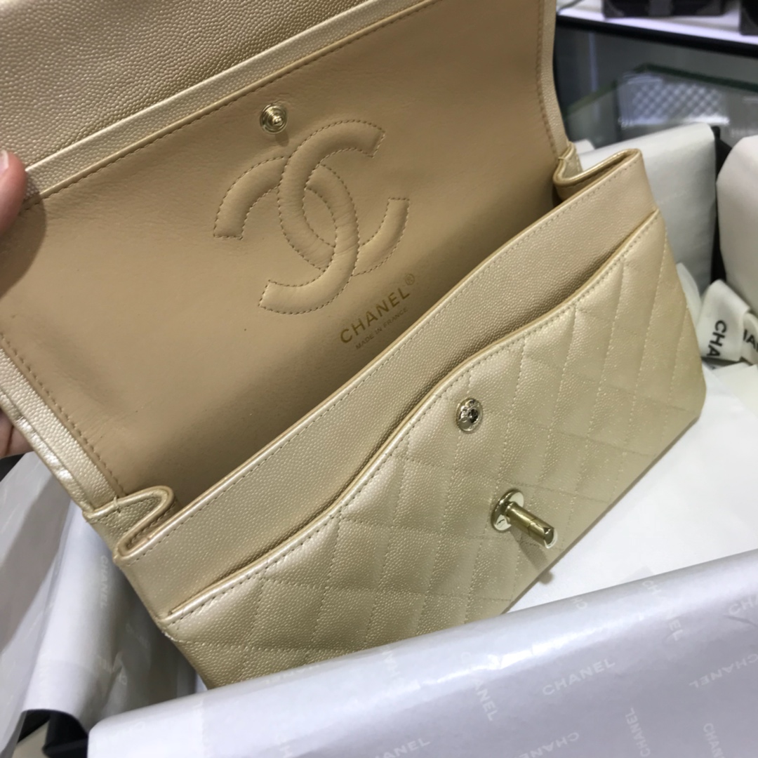 CF 小香最经典系列 小鱼子酱 香槟金色配玫瑰金五金 中号25cm 现货 