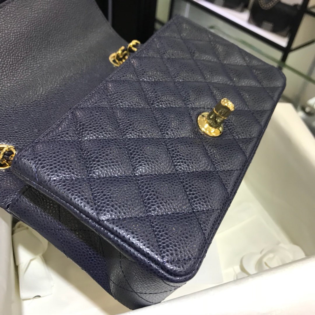 CF 小香最经典系列 鱼子酱 海军蓝配上金色五金 小号20cm 现货 车边款