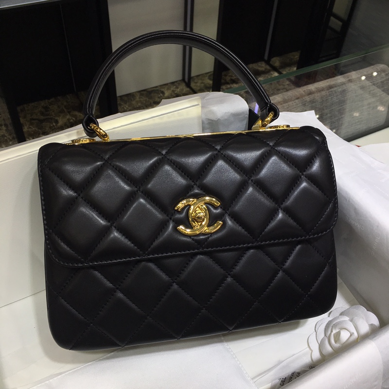 Chanel 香奈儿 Trendy CC 小羊皮 黑色 25cm 金扣 现货