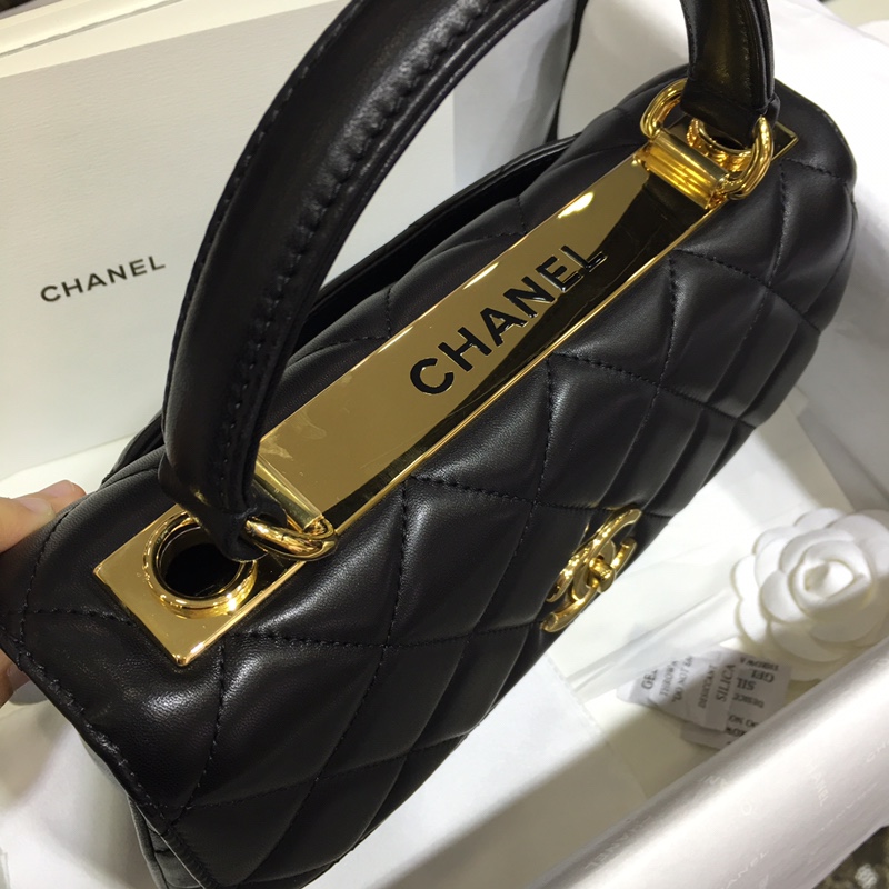 Chanel 香奈儿 Trendy CC 小羊皮 黑色 25cm 金扣 现货