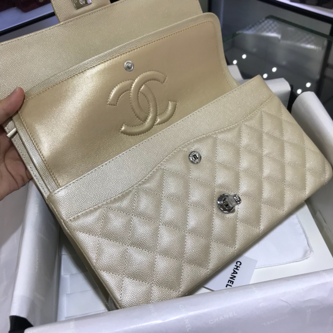 CF 小香 最经典系列 小鱼子酱 香槟金色配上银色五金 中号25cm 现货