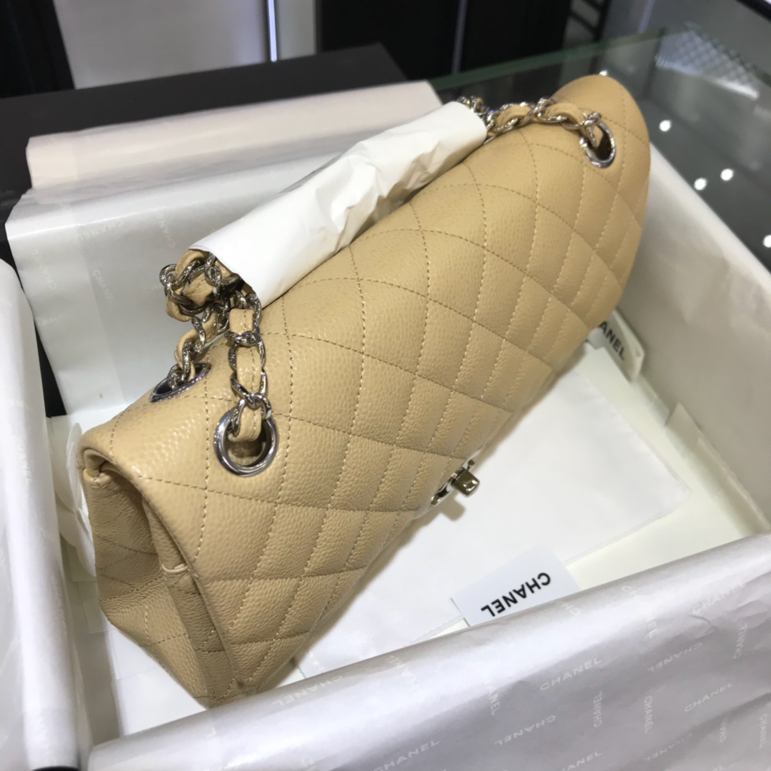 CF 小香 最经典系列 鱼子酱 杏色配上银色五金 中号25cm 现货