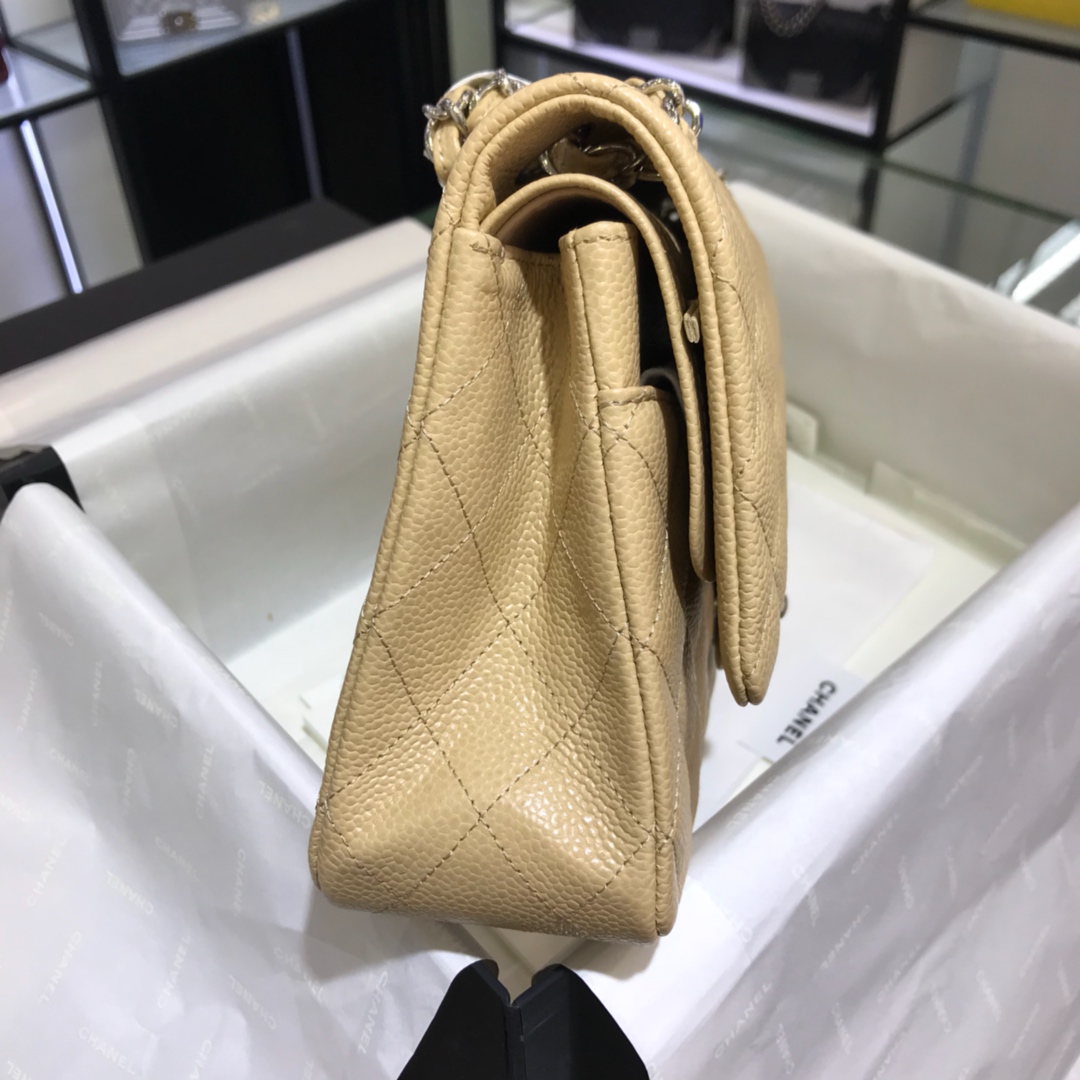 CF 小香 最经典系列 鱼子酱 杏色配上银色五金 中号25cm 现货