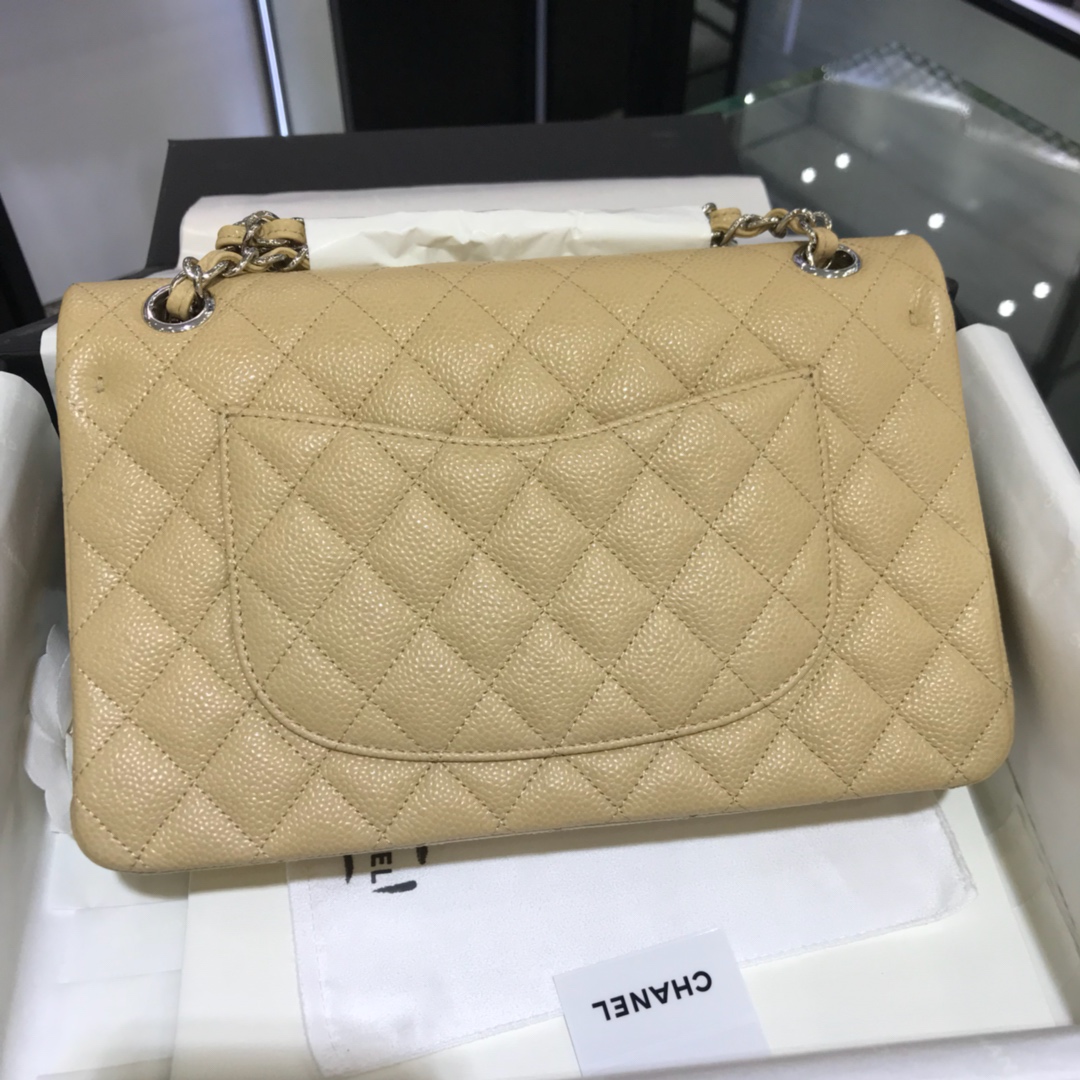 CF 小香 最经典系列 鱼子酱 杏色配上银色五金 中号25cm 现货