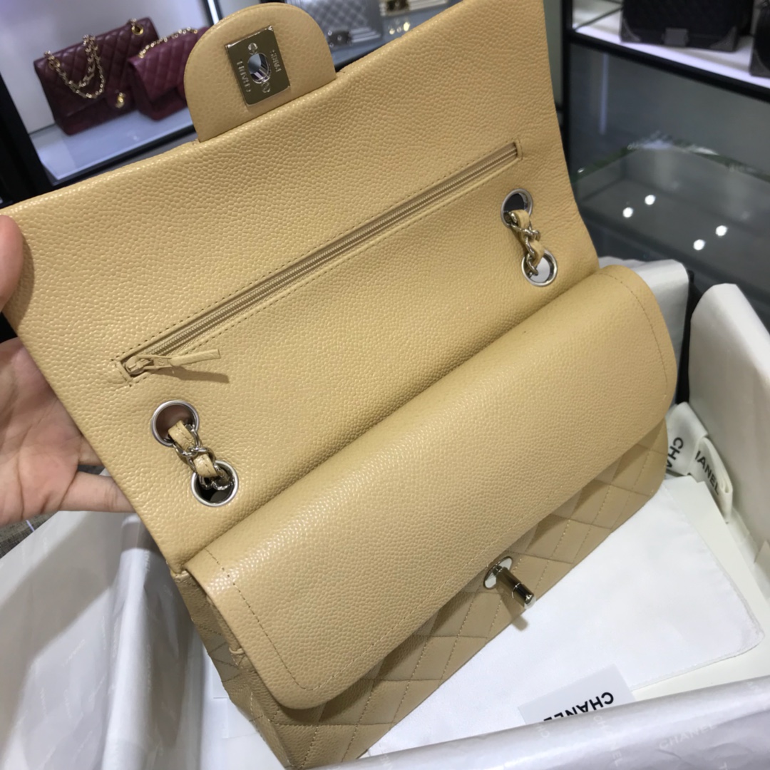 CF 小香 最经典系列 鱼子酱 杏色配上银色五金 中号25cm 现货