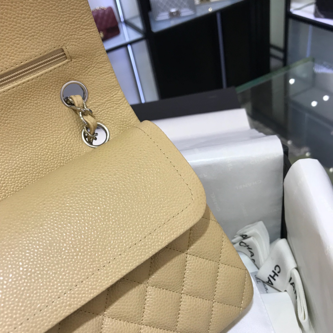 CF 小香 最经典系列 鱼子酱 杏色配上银色五金 中号25cm 现货