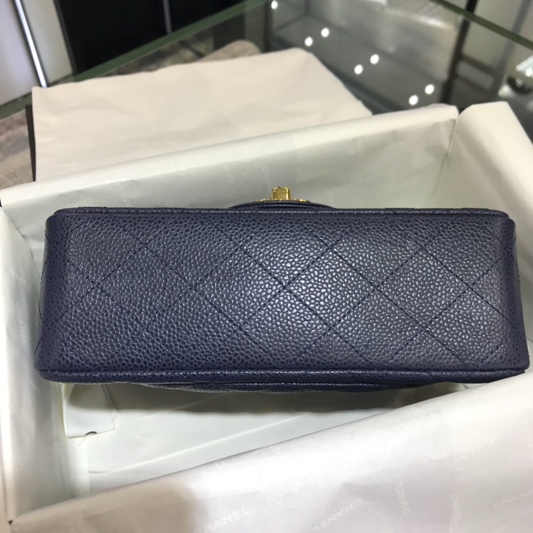 CF 小香最经典系列 鱼子酱 海军蓝 金色五金 小号20cm