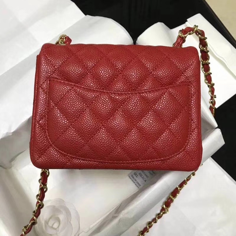 Chanel 香奈儿 Chanel Classic Flap cf 鱼子酱 17cm 大红 金扣 现货