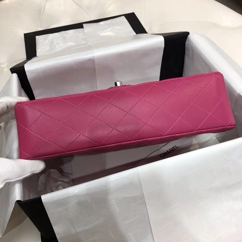 Chanel 香奈儿 Classic Flap 羊皮 25cm 玫红色 银扣