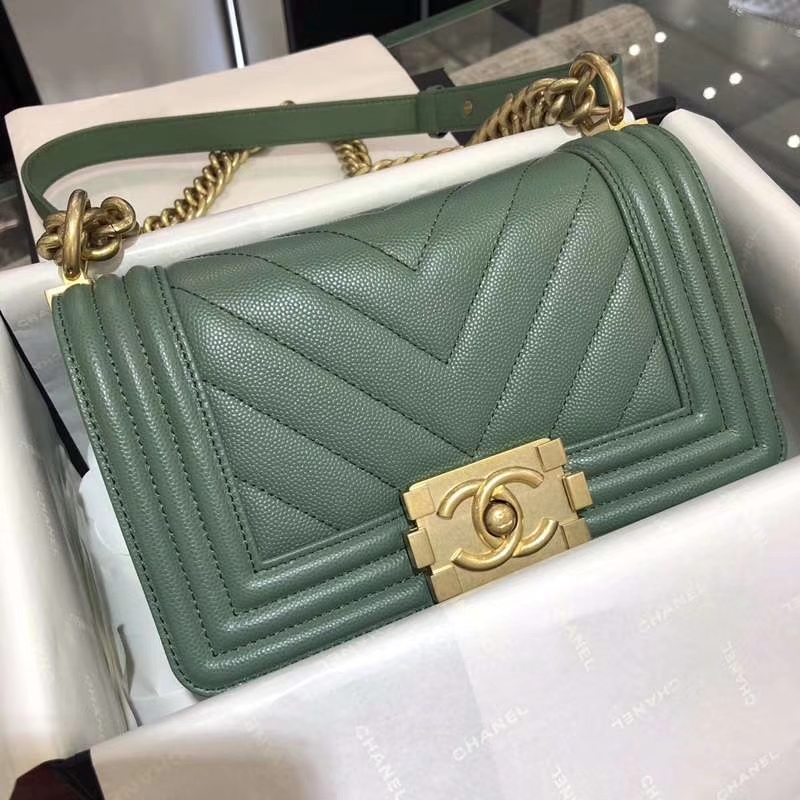 Chanel 香奈儿 Leboy Bag 20cm 大V款 现货 抹茶绿  沙金扣