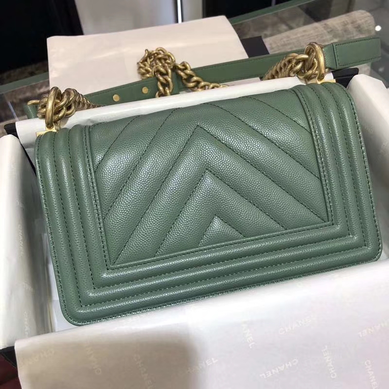 Chanel 香奈儿 Leboy Bag 20cm 大V款 现货 抹茶绿  沙金扣