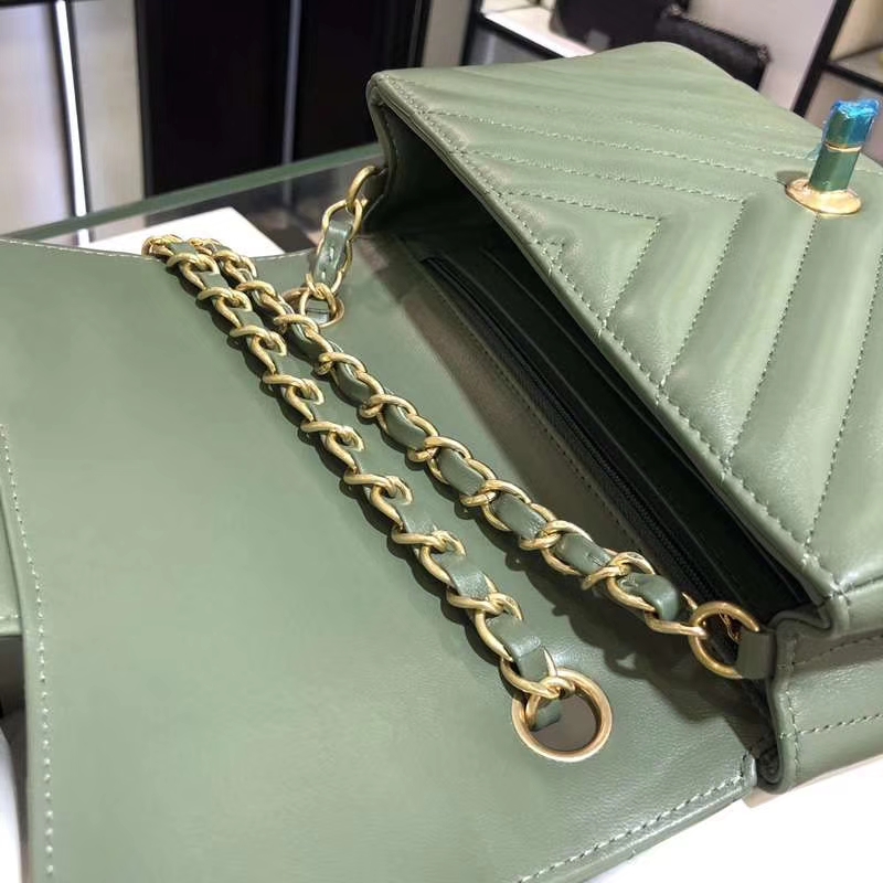 Chanel 香奈儿 V字绣 希腊绿 20cm 超美 少量现货 怀旧金