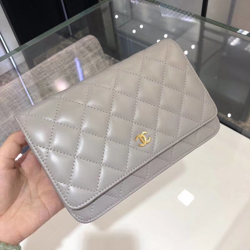 Chanel 香奈儿 WOC 小羊皮 20cm 金链 大象灰 现货