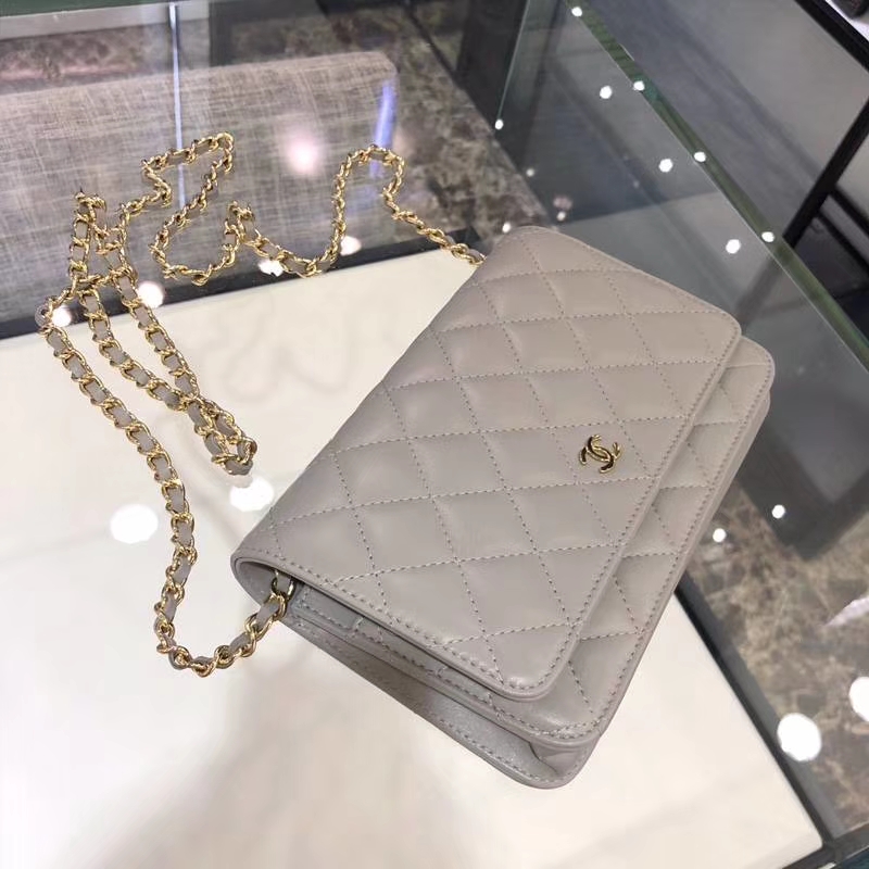 Chanel 香奈儿 WOC 小羊皮 20cm 金链 大象灰 现货