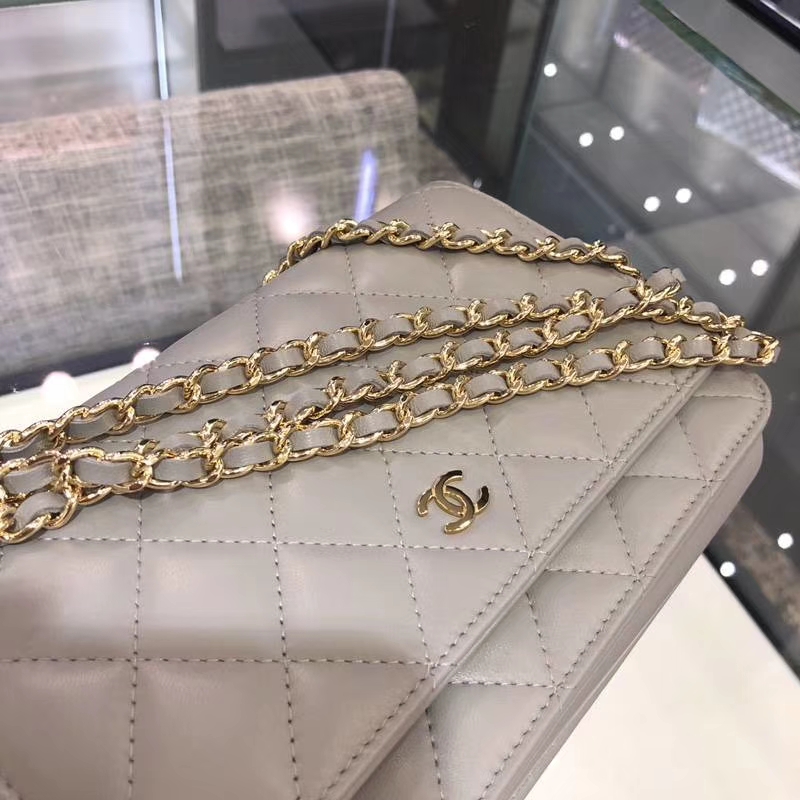 Chanel 香奈儿 WOC 小羊皮 20cm 金链 大象灰 现货
