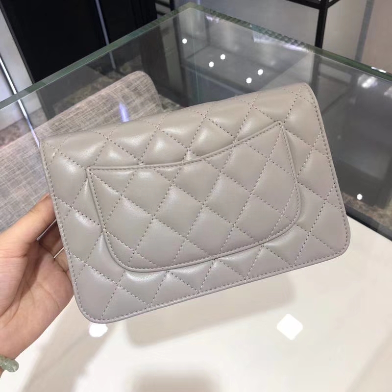 Chanel 香奈儿 WOC 小羊皮 20cm 金链 大象灰 现货