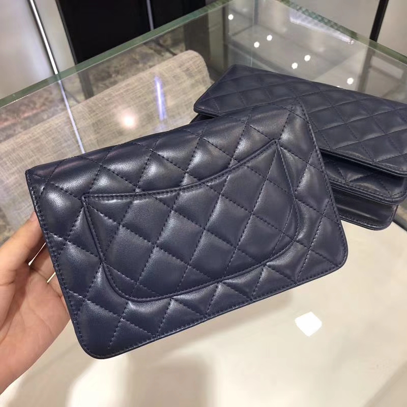 Chanel 香奈儿 WOC 小羊皮 20cm 金链 宝石蓝 现货