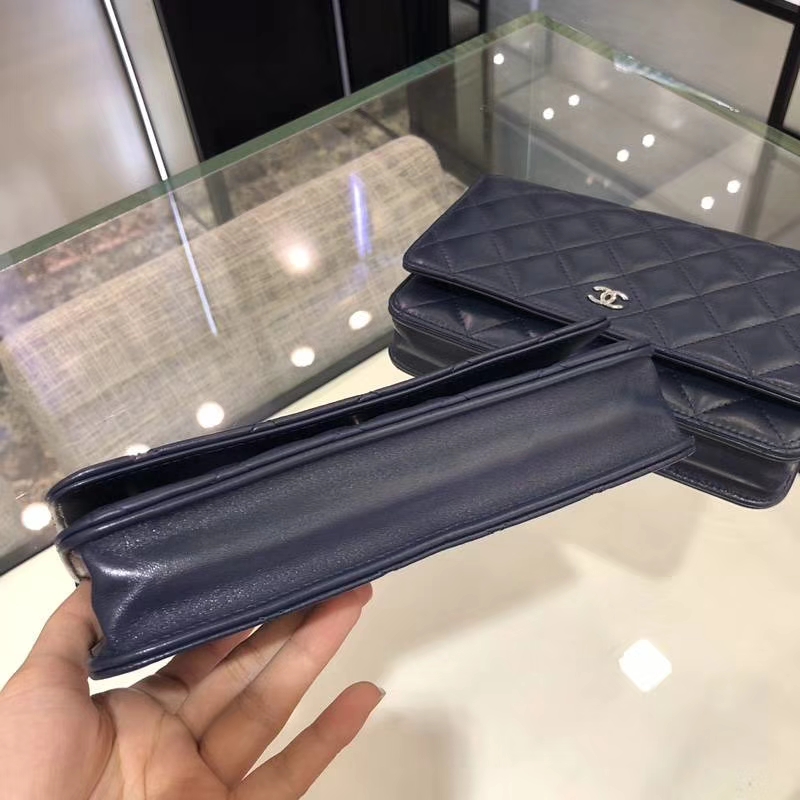 Chanel 香奈儿 WOC 小羊皮 20cm 金链 宝石蓝 现货