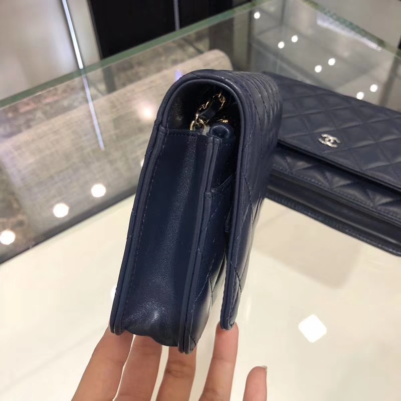 Chanel 香奈儿 WOC 小羊皮 20cm 金链 宝石蓝 现货