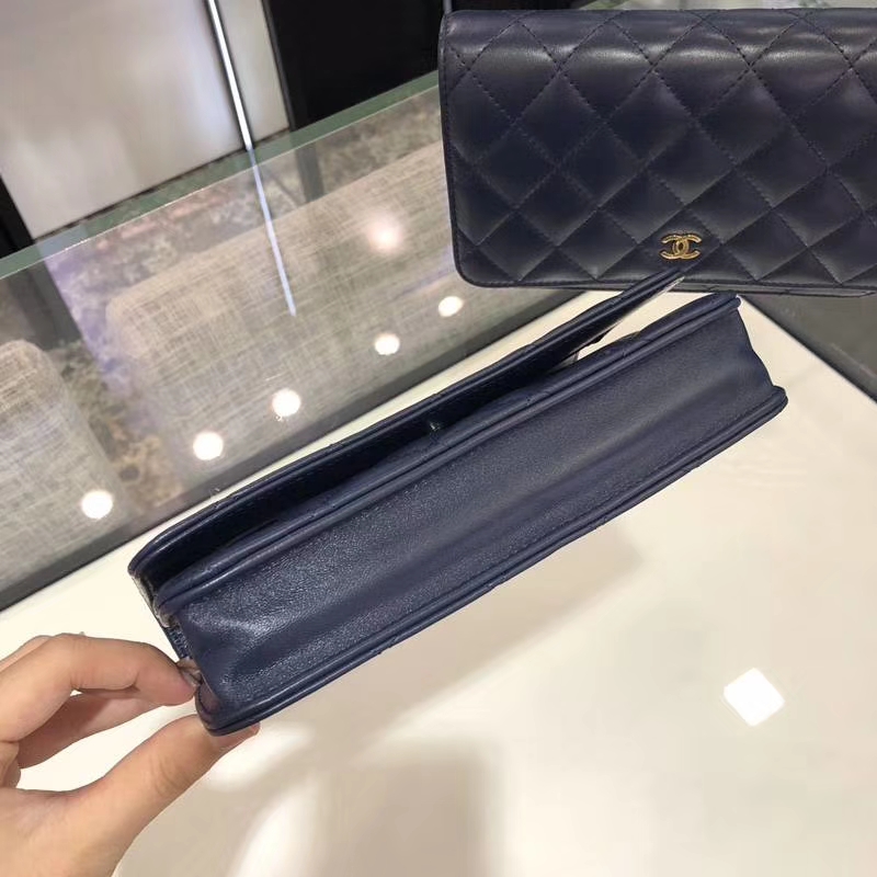 Chanel 香奈儿 WOC 小羊皮 20cm 银链 宝石蓝 现货