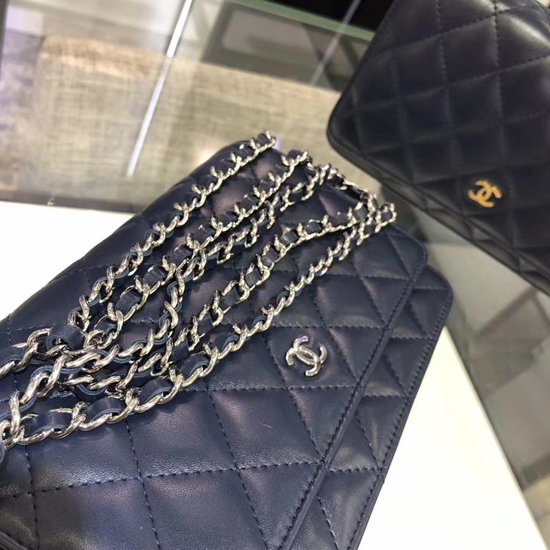 Chanel 香奈儿 WOC 小羊皮 20cm 银链 宝石蓝 现货