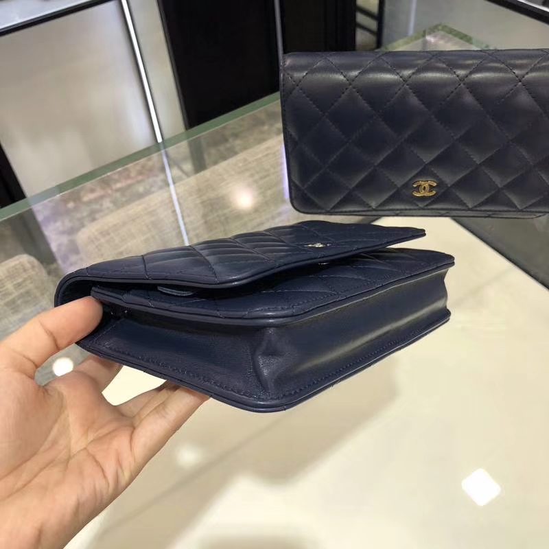 Chanel 香奈儿 WOC 小羊皮 20cm 银链 宝石蓝 现货