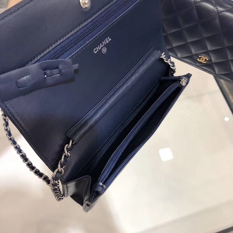 Chanel 香奈儿 WOC 小羊皮 20cm 银链 宝石蓝 现货