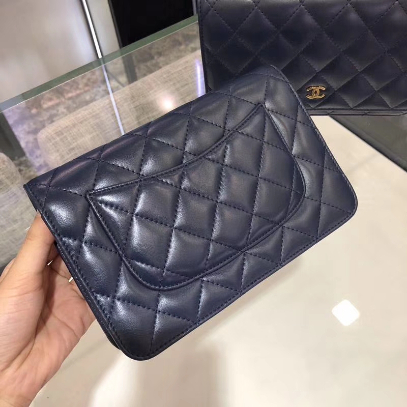 Chanel 香奈儿 WOC 小羊皮 20cm 银链 宝石蓝 现货