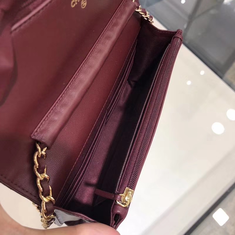 Chanel 香奈儿 2018 新款 发财包 枣红色 金银都有货