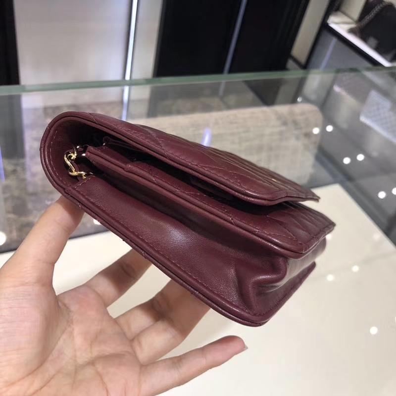 Chanel 香奈儿 2018 新款 发财包 枣红色 金银都有货