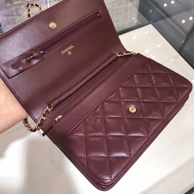 Chanel 香奈儿 2018 新款 发财包 枣红色 金银都有货