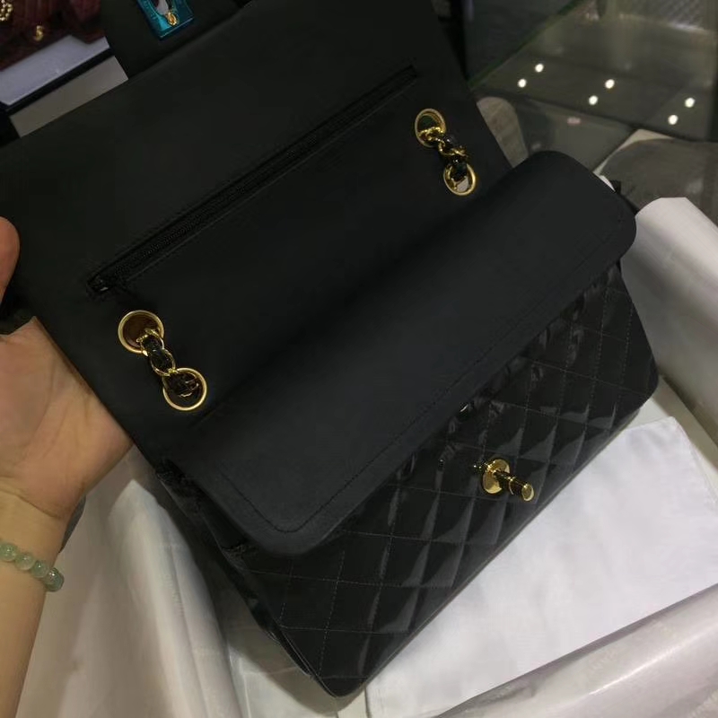 Chanel 香奈儿 Cf 漆皮珠光铁灰 25cm 原厂进口五金