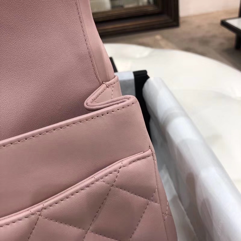 Chanel 香奈儿 Jumbo 小羊皮 浅粉色 银扣 30cm 现货
