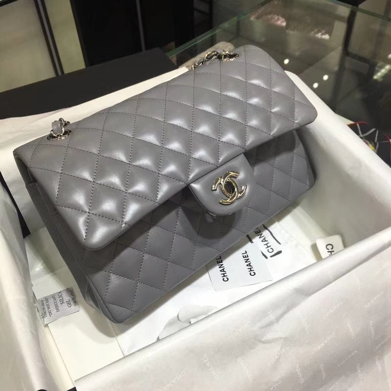Chanel 香奈儿 Classic Flap Bag 进口小羊皮 25cm 现货  锡器灰 银扣