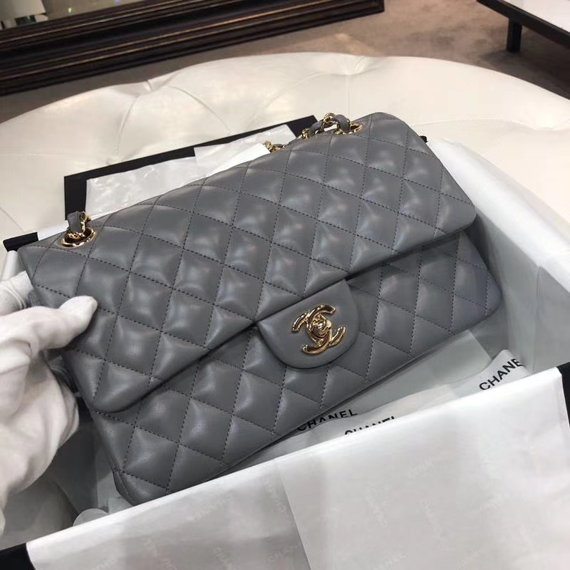 Chanel 香奈儿 Classic Flap Bag 进口小羊皮 25cm 现货 锡器灰 金扣