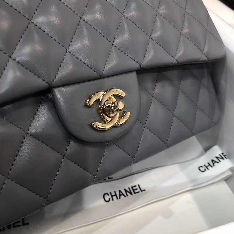 Chanel 香奈儿 Classic Flap Bag 进口小羊皮 25cm 现货 锡器灰 金扣