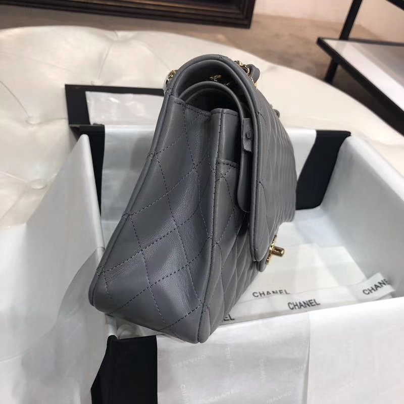 Chanel 香奈儿 Classic Flap Bag 进口小羊皮 25cm 现货 锡器灰 金扣