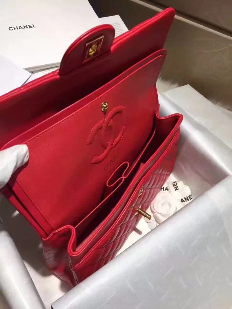 Chanel 香奈儿 Classic Flap Bag 进口小羊皮 25cm 现货 大红 金扣