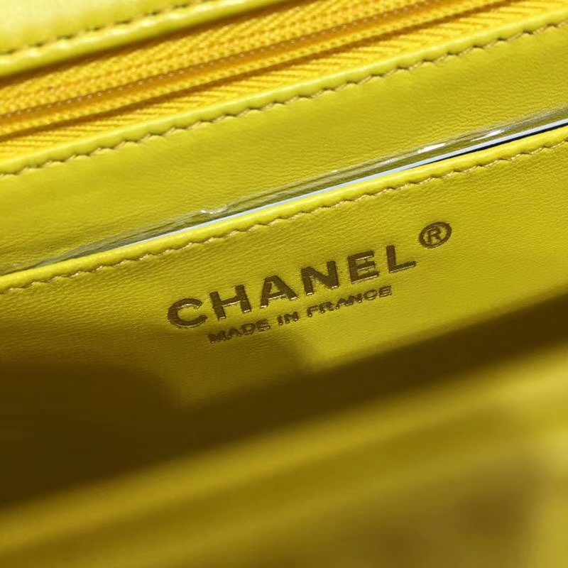 Chanel 香奈儿 Classic Flap Bag  20cm 进口小羊皮 现货 明亮黄 金扣   