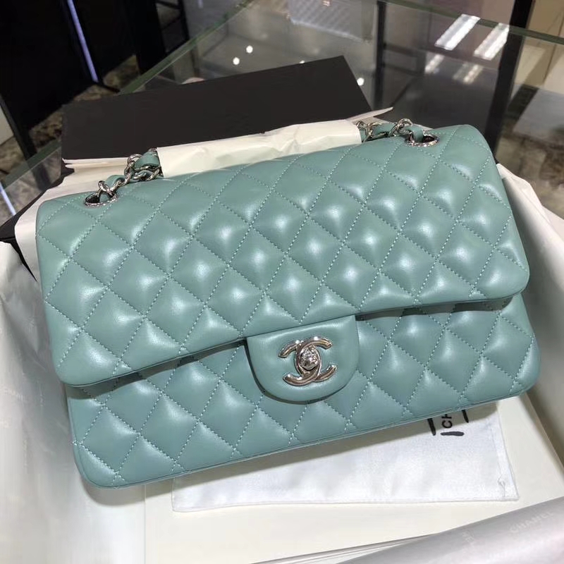 Chanel 香奈儿  CF 经典系列 小羊皮 薄荷绿 25cm 银扣