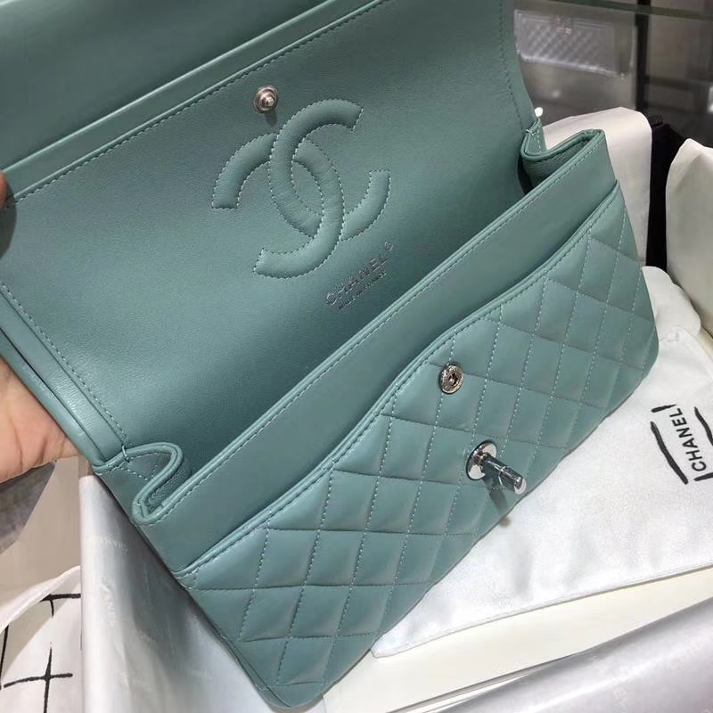 Chanel 香奈儿  CF 经典系列 小羊皮 薄荷绿 25cm 银扣