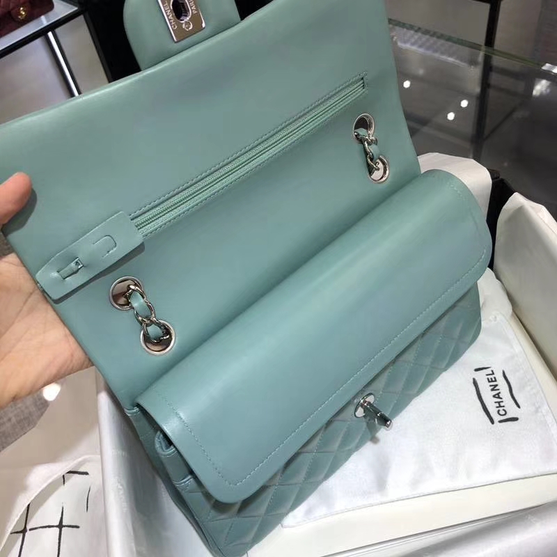 Chanel 香奈儿  CF 经典系列 小羊皮 薄荷绿 25cm 银扣