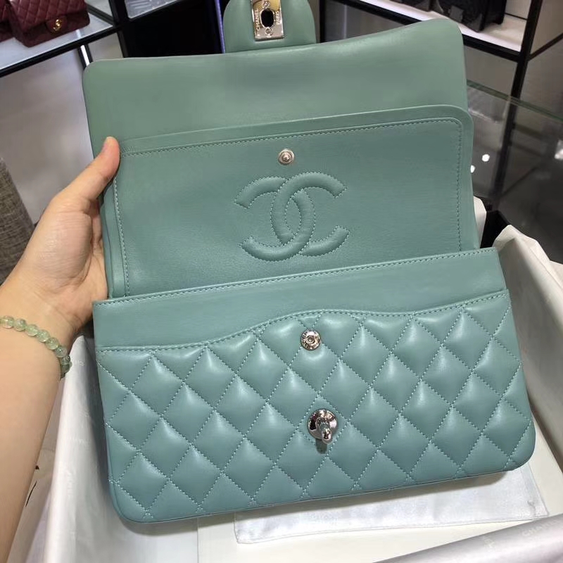Chanel 香奈儿  CF 经典系列 小羊皮 薄荷绿 25cm 银扣