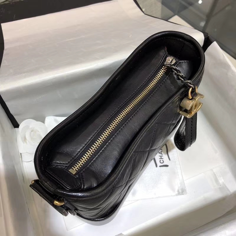 CHANEL GABRIELLE 流浪包  进口小牛皮双色金属精裁而成 实拍图 黑色 20cm