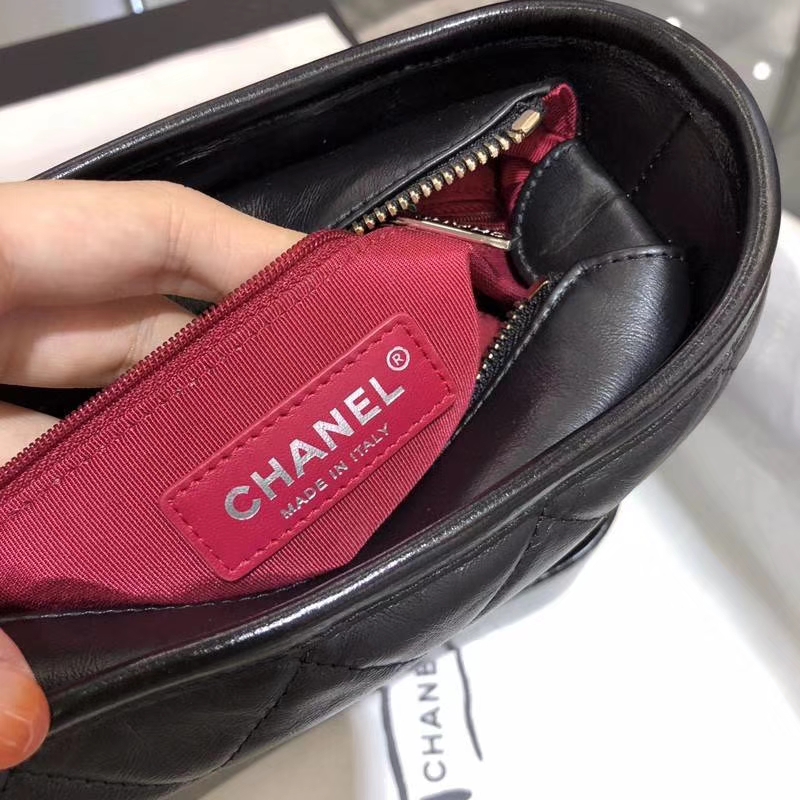 CHANEL GABRIELLE 流浪包  进口小牛皮双色金属精裁而成 实拍图 黑色 20cm